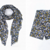 Marie Lightweight Scarf - Grey, Floral Foil