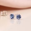 Tiny Blue Crystal Sterling Silver Round Stud Earrings