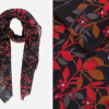 Black Floral and Vine Print Scarf