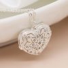 Silver Plated Heart Shaped Filigree and Crystal Locket