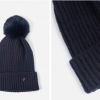 Navy Blue Pom Pom Hat with Antique Gold Star