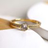Gold plated rose set crystal ring M/L