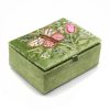 Green Velvet Embellished Butterfly and Floral Jewellery Box
