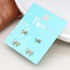 Faux Gold Bows and Crystal Bows Double Stud Earring Set