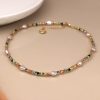 Multicolour Glass Bead Gold and Pearl Necklace