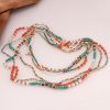 Multi Strand Boho Bead Necklace in Coral Turquoise and Gold