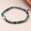 Blue Mix Bead Bracelet with Silver Plated Pebble