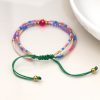 Pink, Blue Mix Adjustable Beaded Bracelet