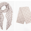 Melody Lightweight Scarf - Cream, Houndstooth Foil