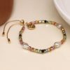 Multicolour Glass Bead Gold and Pearl Bracelet