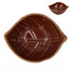 Stoneware Mini Dish 3cm - Brown Leaf