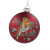 Antique Red Glass Ball With Robin