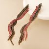 Black and pink mix ribbon twist crystal earrings