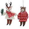 Fabric Reindeer/Bear w Scarf/Jumper Dec