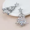 Acrylic silver mix Christmas tree earrings