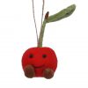 Mixed Wool Hanging Dec 10cm - Cherry