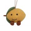 Mixed Wool Hanging Dec 7cm - Lemon