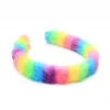 Rainbow faux fur covered Aliceband