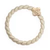 Woven gold quatrefoil cream white bangle band
