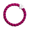 Woven silver heart magenta bangle band