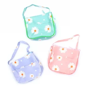 Daisy print purse with shoulder strap