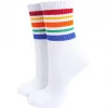 Rainbow striped organic cotton sport sock in white