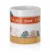 Flower Pot with Bamboo Base