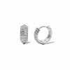 Sparkling Huggie Hoop Earrings in Silver