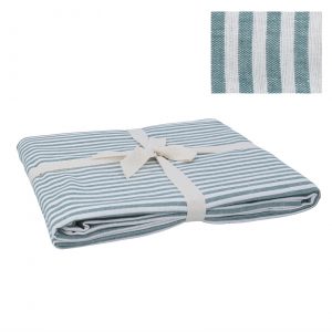 Green Cotton Mix Stripe Tablecloth